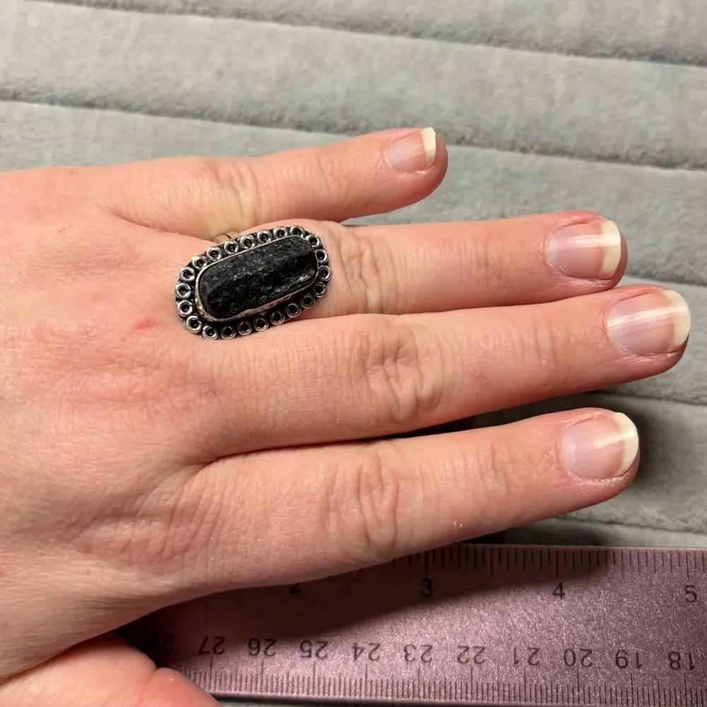 Elegant Black Tourmaline Silver Ring